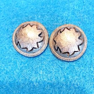 Vintage Clip on etched earrings